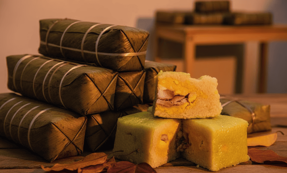 It&rsquo;s filled with mung beans and pork, wrapped in banana leaves, and boiled for several hours